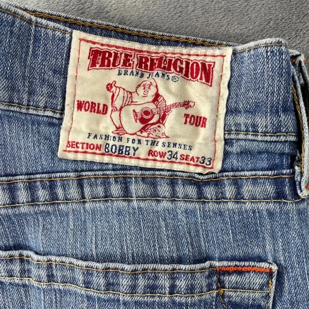 Vintage True Religion Mens 34x33 Bobby Relaxed Fit Straight Leg USA Made Jeans